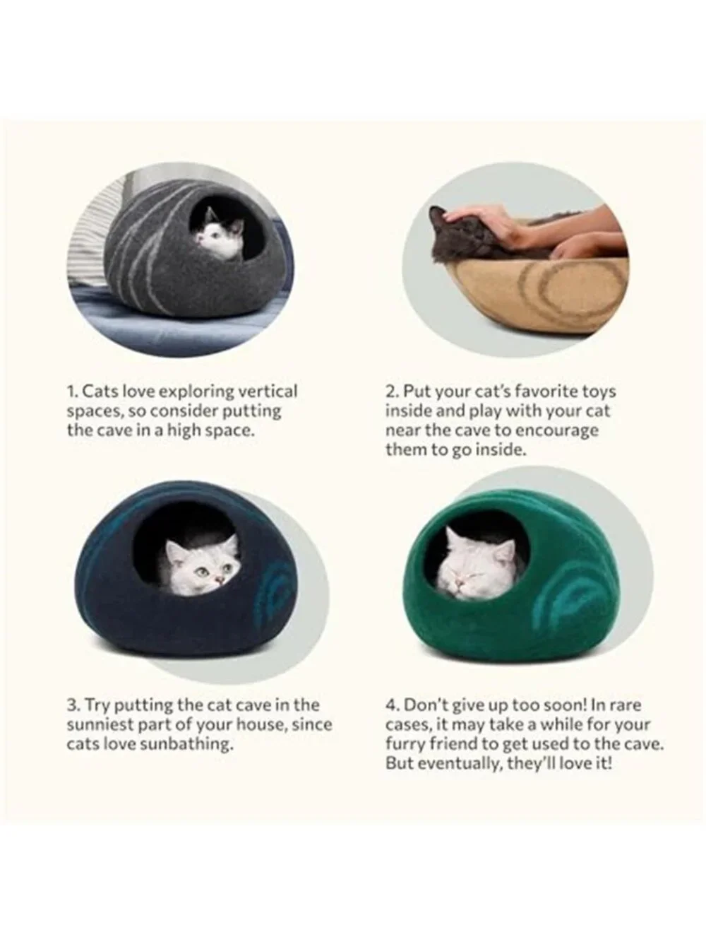 Wool Cat Cave Bed Pet Tent Hideaway Merino Felt Indoor Sleeping Bed Dark Grey